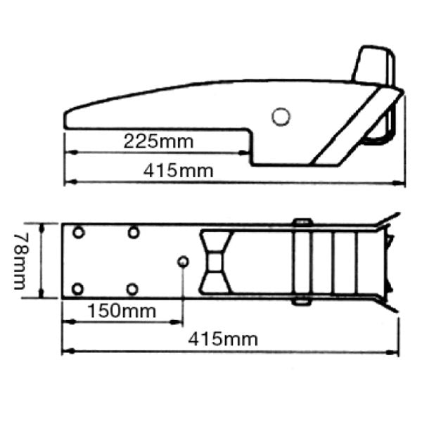 1852 Ankerrolle klappbar aus rostfreiem Stahl AISI 316