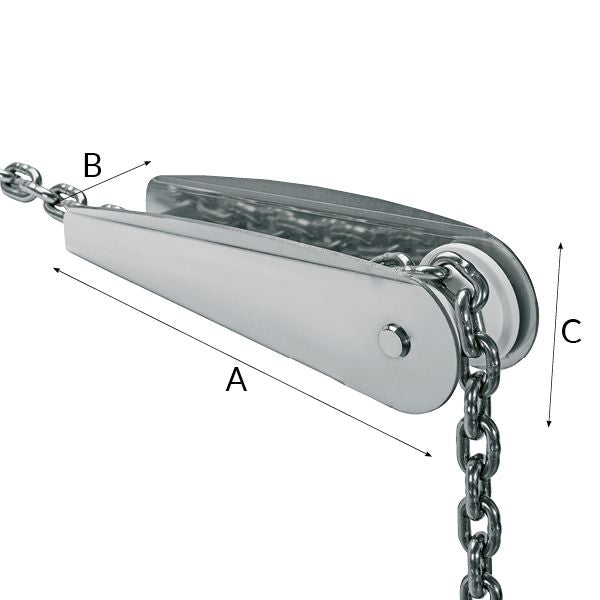 Ankerrolle aus Edelstahl AISI 316 für max. 8mm Kette