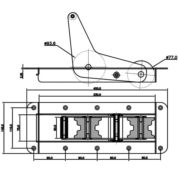 Ankerrolle rostfreier Stahl klappbar zum Einbau für Anker bis 15kg