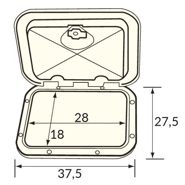 Nuova Rade Luke Öffnungswinkel 180° Aussenmass B=37.5cm H=27.5cm Innenmass B=28cm H=18cm weiss