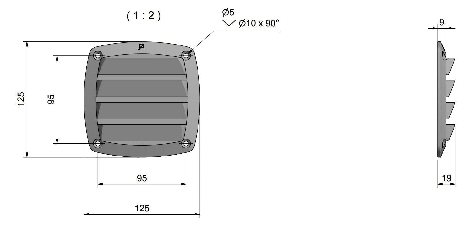 Roca Lüftungsgitter Kunststoff L=125mm B=125mm