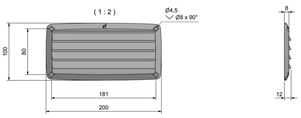Lüftungsgitter PVC 200x100
