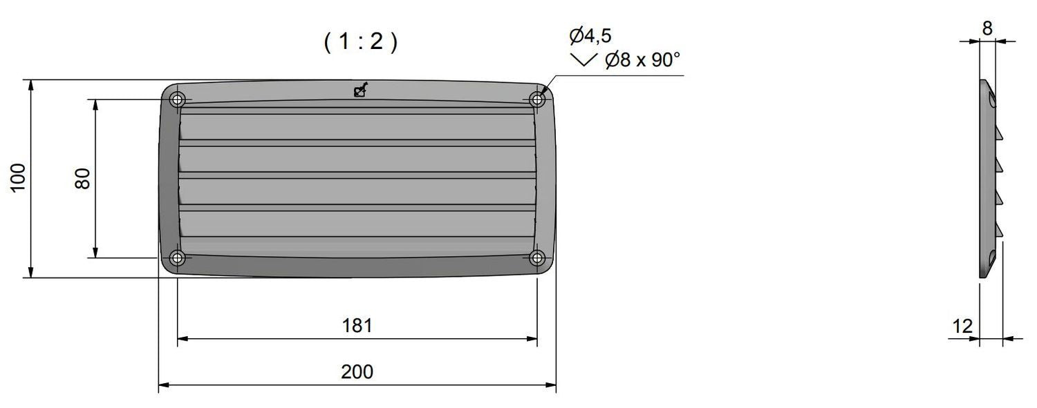 Lüftungsgitter PVC 200x100