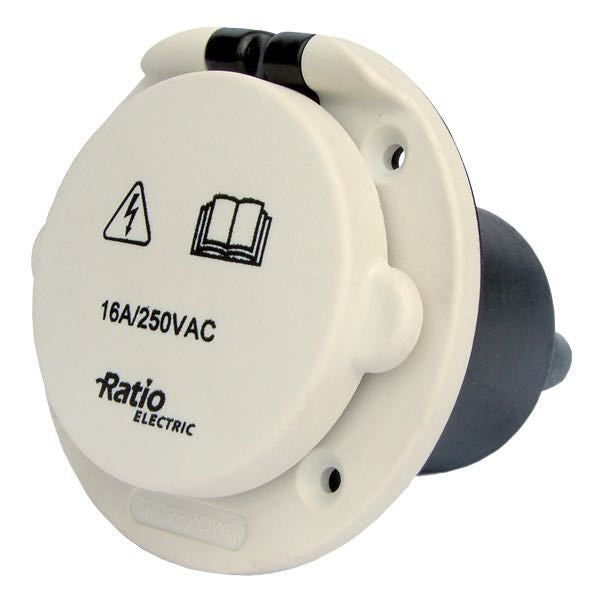 Landanschluss mit Deckel Kunststoff 16A weiss