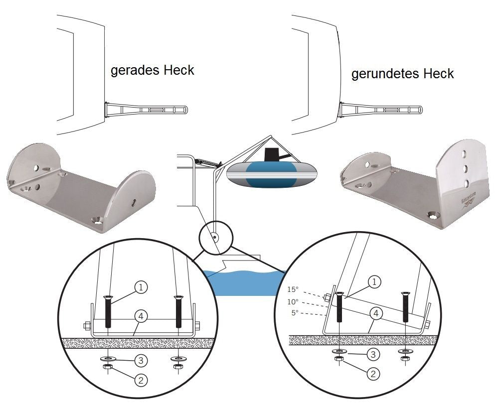 Davit aus Edelstahl einzeln
