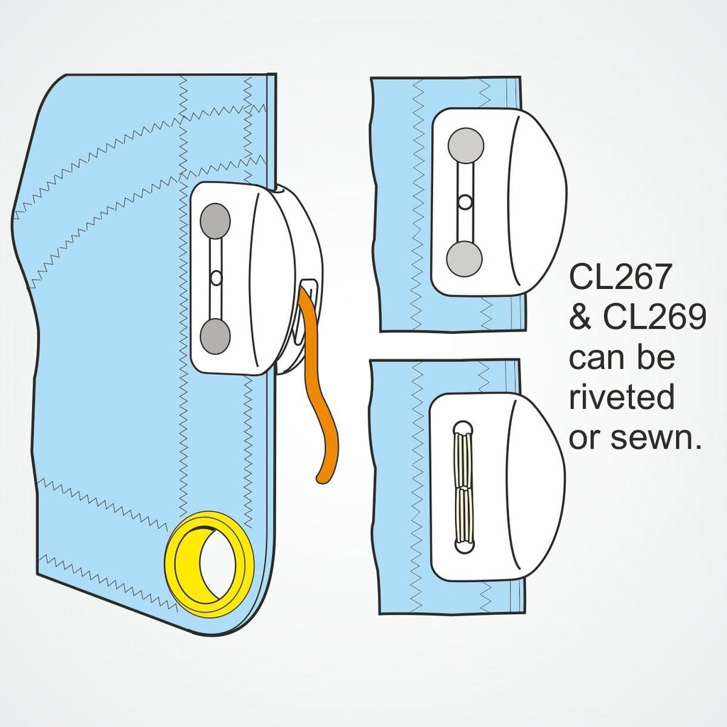 Clamcleat CL269 Liekleinen-Klemme aus weißem Nylon