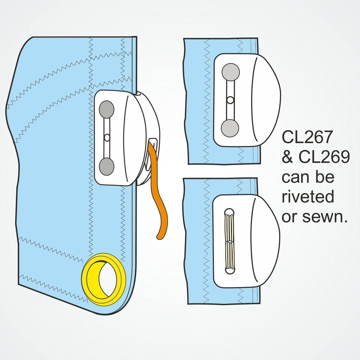 Clamcleat CL269 Liekleinen-Klemme aus weißem Nylon